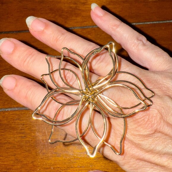 NEW Large Flower Open Ring Vintage Style Adjustable - Picture 1 of 5